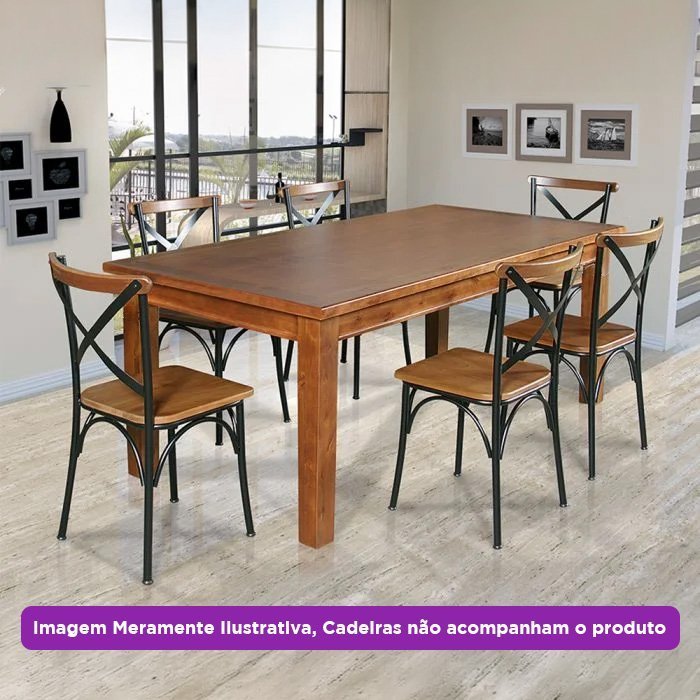 Mesa de Jantar Retangular 160x80cm Rústica Aurora Madeira Maciça - Image 2
