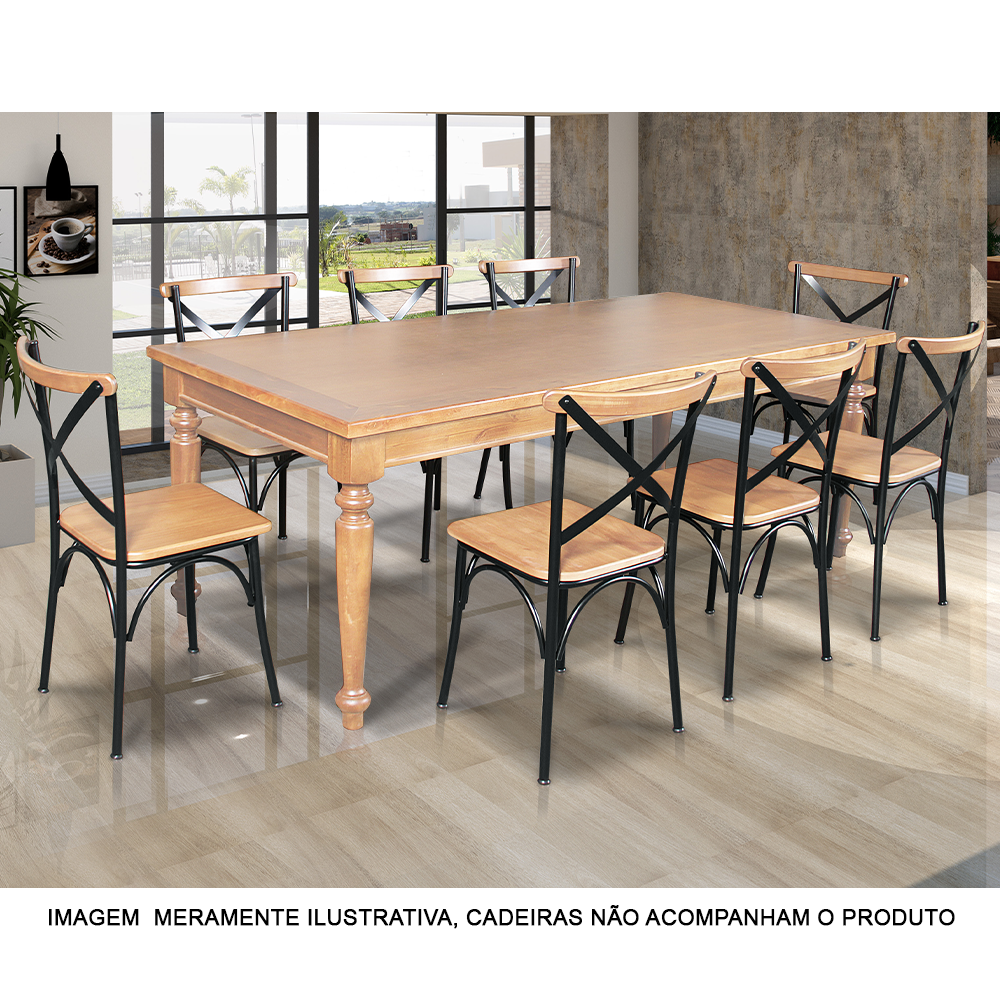Mesa de Jantar Leonora Retangular 240x100cm em Madeira Maciça Rústica- Natural - Image 2