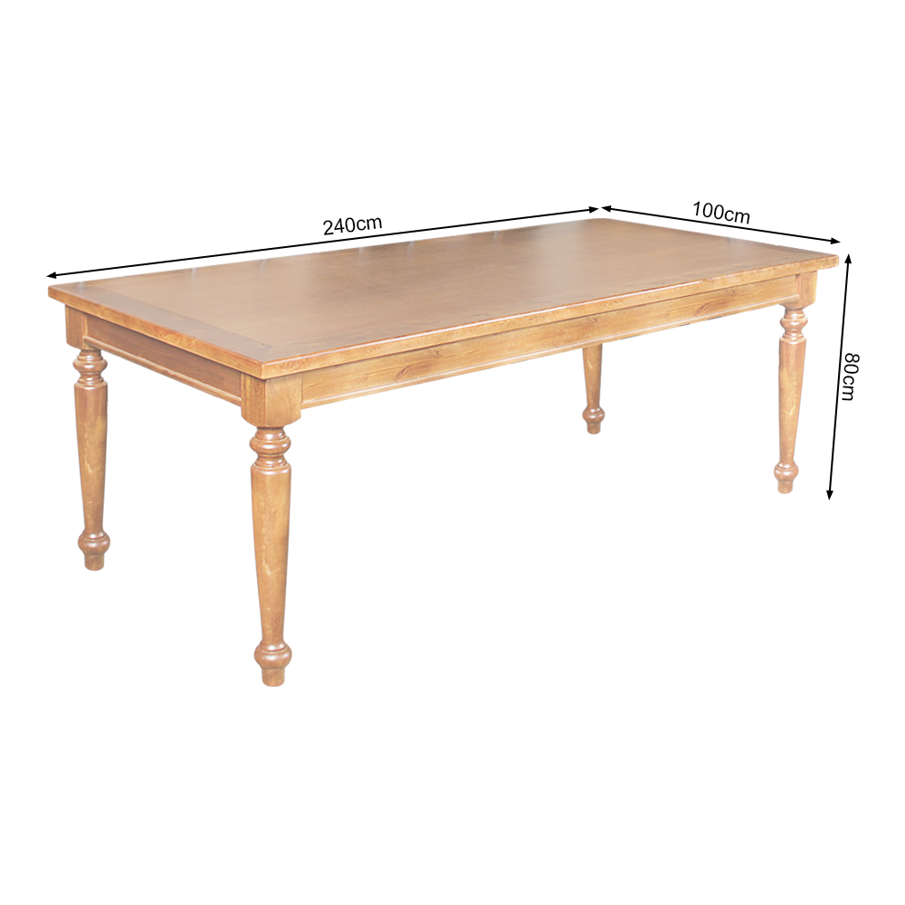 Mesa de Jantar Leonora Retangular 240x100cm em Madeira Maciça Rústica- Natural - Image 4