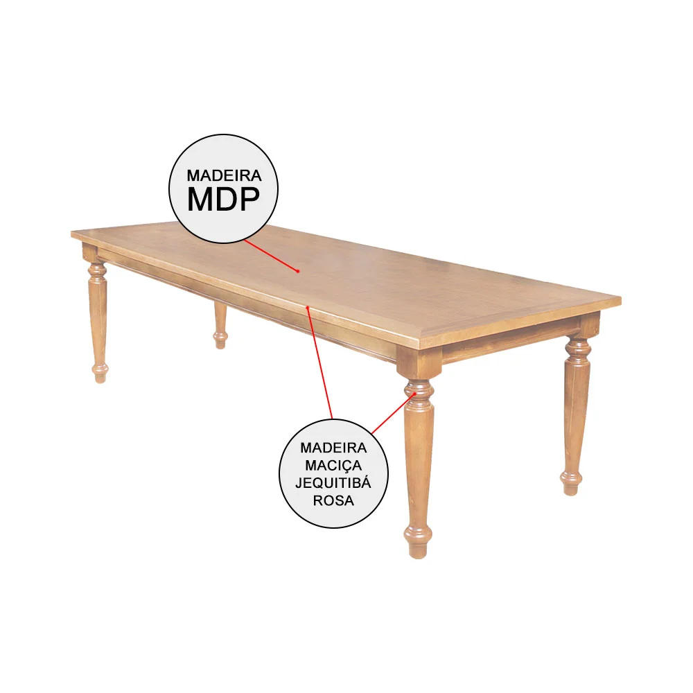 Mesa de Jantar Madeira Maciça Rústica Retangular 220x100cm Francisca - Natural - Image 2