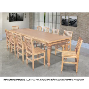 Mesa de Jantar Madeira Maciça Rústica Retangular 220x100cm Francisca - Natural