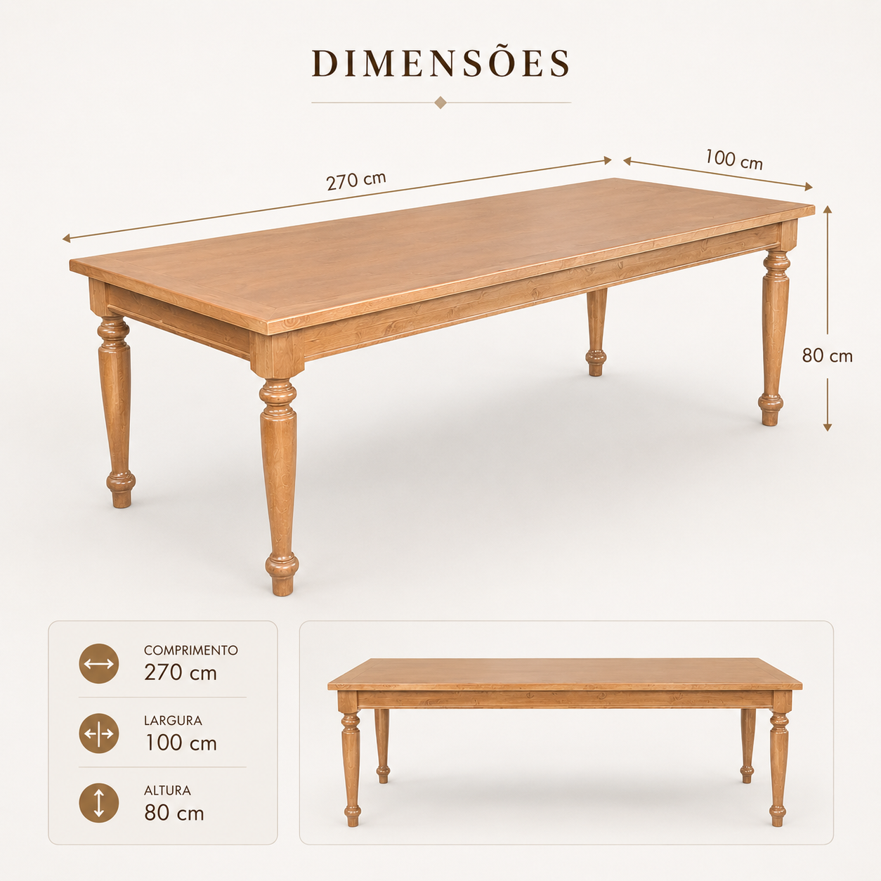 Conjunto Jantar Mesa Franscisca 270x100 Madeira Maciça com 10 Cadeirass Ripada Confort Natural - Image 3