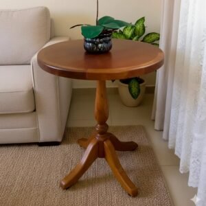 Mesa Lateral de Canto Rústica com Borda Pé Torneado