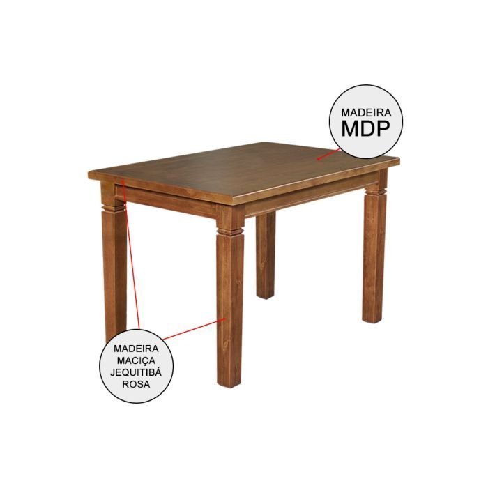 Conjunto Jantar Mesa Retangular Madeira Maciça Aurora 120x80 com 4 Cadeirass Paris Base Alumínio - Image 3