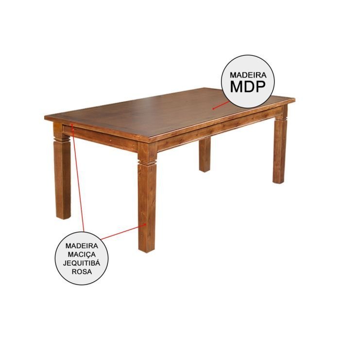 Conjunto Jantar Mesa Aurora Retangular Madeira Maciça 180x80 com 6 Cadeirass Paris Base Alumínio - Image 2