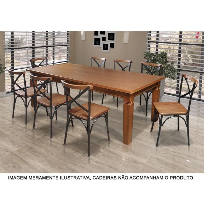 Mesa de Jantar Retangular 200x100cm Rústica Aurora Madeira Maciça - Image 2