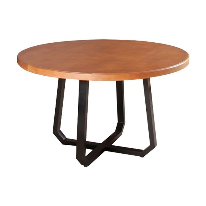 Mesa de Jantar Industrial Clarisse Redonda 1,30 m Madeira Base Alumínio - Image 4